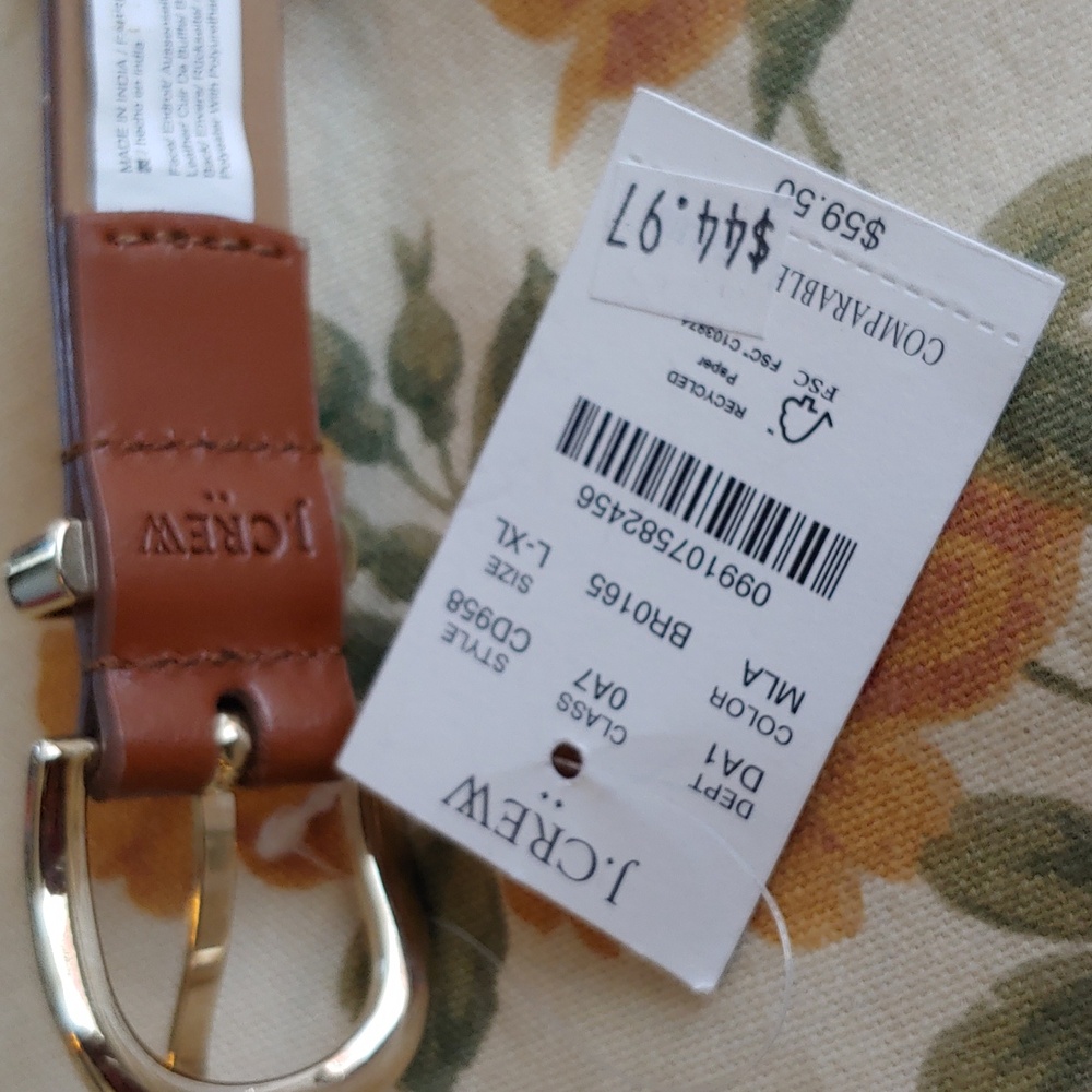 J. Crew Brown Leather Belt with Heart Cutouts Women's size Large/XL NWT - Picture 10 of 17